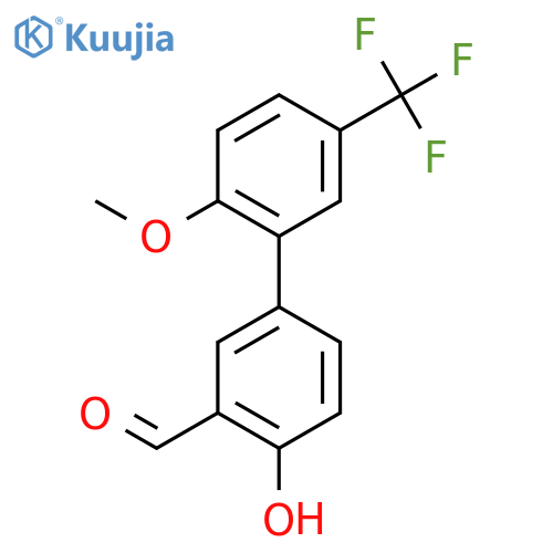 4-Hydroxy-2'-methoxy-5'-(trifluoromethyl)-[1,1'-biphenyl]-3-carbaldehyde structure