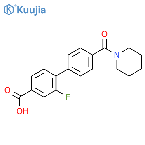 3-Fluoro-4-[4-(piperidine-1-carbonyl)phenyl]benzoic acid structure