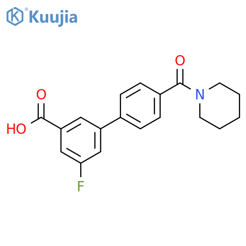 5-Fluoro-3-[4-(piperidine-1-carbonyl)phenyl]benzoic acid structure