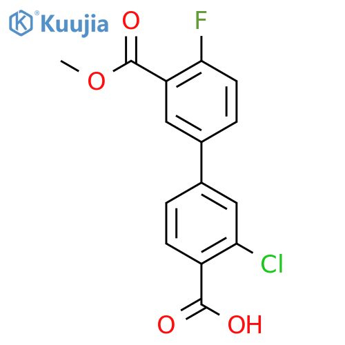 2-chloro-4-(4-fluoro-3-methoxycarbonylphenyl)benzoic Acid structure