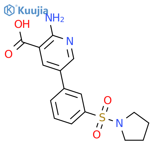 2-Amino-5-[3-(pyrrolidinylsulfonyl)phenyl]nicotinic acid structure