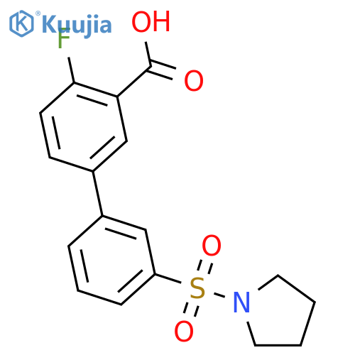 2-fluoro-5-(3-pyrrolidin-1-ylsulfonylphenyl)benzoic Acid structure