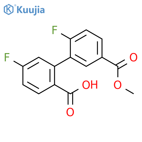 4-Fluoro-2-(2-fluoro-5-methoxycarbonylphenyl)benzoic acid structure