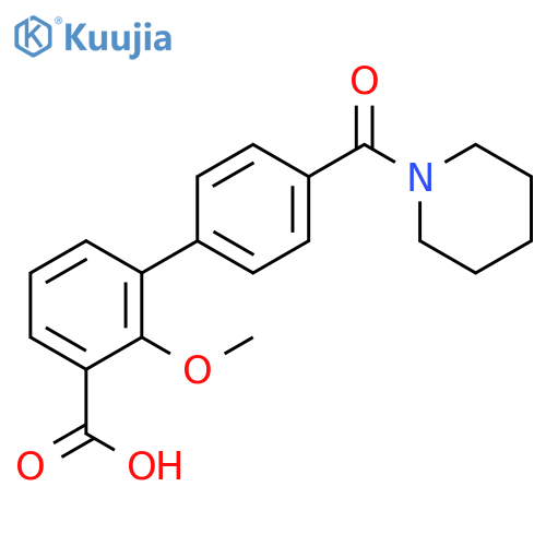 2-Methoxy-3-[4-(piperidine-1-carbonyl)phenyl]benzoic acid structure