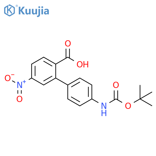 2-[4-[(2-Methylpropan-2-yl)oxycarbonylamino]phenyl]-4-nitrobenzoic acid structure