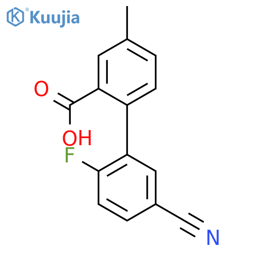 2-(5-Cyano-2-fluorophenyl)-5-methylbenzoic acid structure