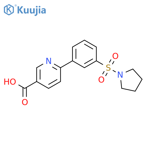 6-[3-(Pyrrolidinylsulfonyl)phenyl]nicotinic acid structure