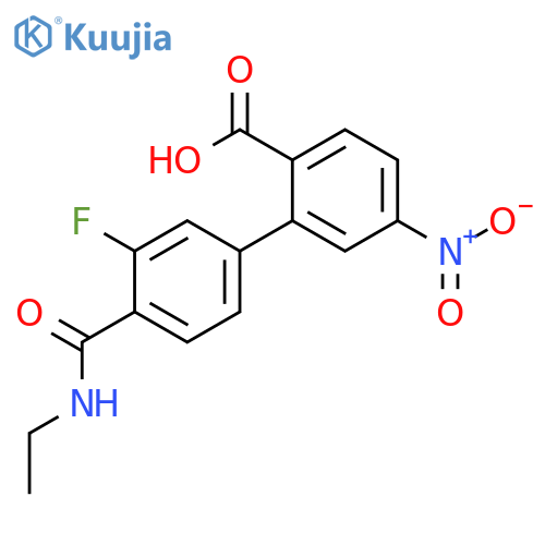 2-[4-(Ethylcarbamoyl)-3-fluorophenyl]-4-nitrobenzoic acid structure