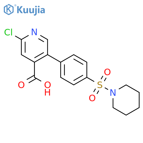 2-Chloro-5-[4-(piperidin-1-ylsulfonyl)phenyl]isonicotinic acid structure