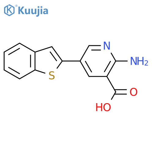2-Amino-5-(1-benzothiophen-2-yl)pyridine-3-carboxylic acid structure