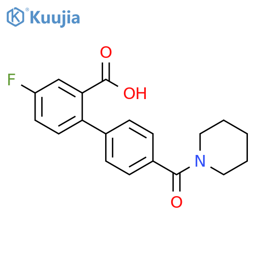 [1,1'-Biphenyl]-2-carboxylic acid, 4-fluoro-4'-(1-piperidinylcarbonyl)- structure