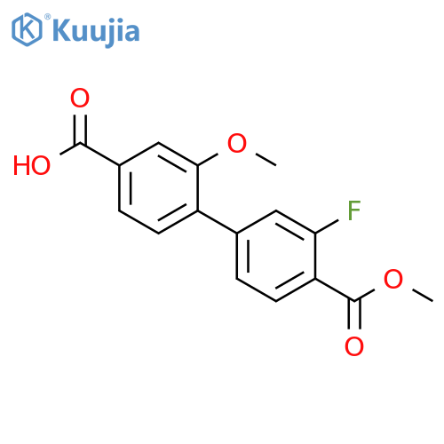 [1,1'-Biphenyl]-4,4'-dicarboxylic acid, 3'-fluoro-2-methoxy-, 4'-methyl ester structure