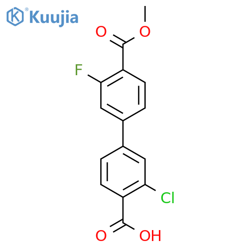2-chloro-4-(3-fluoro-4-methoxycarbonylphenyl)benzoic Acid structure