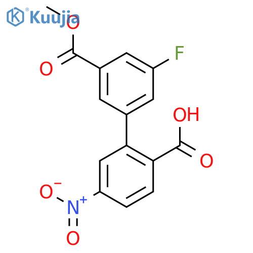 2-(3-fluoro-5-methoxycarbonylphenyl)-4-nitrobenzoic Acid structure