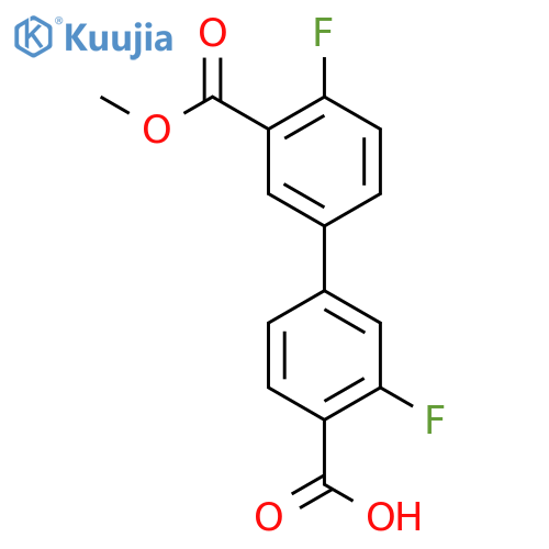 2-fluoro-4-(4-fluoro-3-methoxycarbonylphenyl)benzoic Acid structure