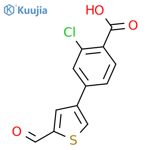 2-Chloro-4-(5-formylthiophen-3-yl)benzoic acid structure