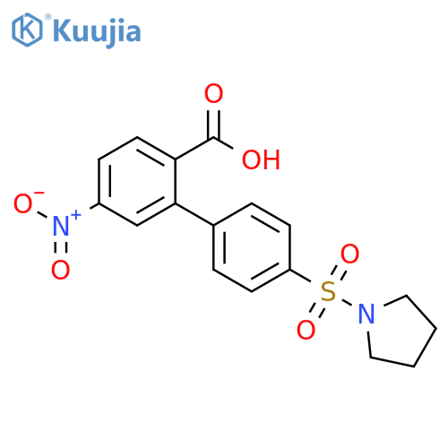[1,1'-Biphenyl]-2-carboxylic acid, 5-nitro-4'-(1-pyrrolidinylsulfonyl)- structure
