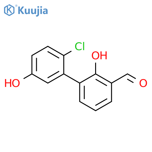 [1,1'-Biphenyl]-3-carboxaldehyde, 2'-chloro-2,5'-dihydroxy- structure