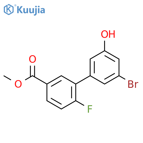 [1,1'-Biphenyl]-3-carboxylic acid, 3'-bromo-6-fluoro-5'-hydroxy-, methyl ester structure