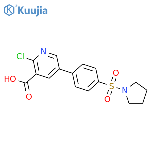 2-Chloro-5-[4-(pyrrolidinylsulfonyl)phenyl]nicotinic acid structure