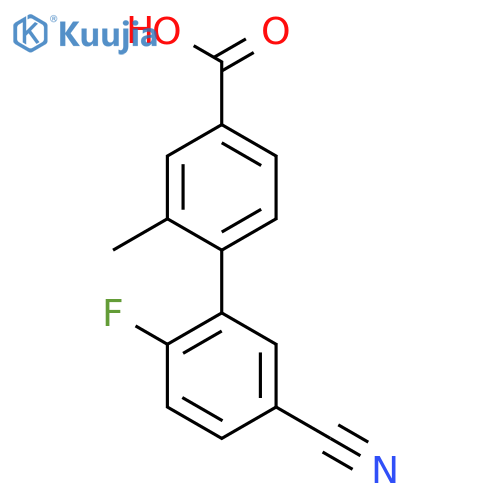 4-(5-Cyano-2-fluorophenyl)-3-methylbenzoic acid structure