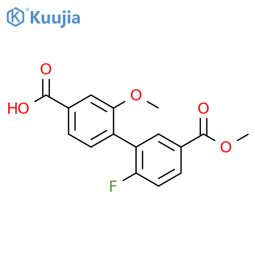 [1,1'-Biphenyl]-3,4'-dicarboxylic acid, 6-fluoro-2'-methoxy-, 3-methyl ester structure