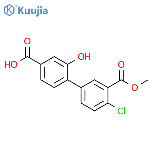 [1,1'-Biphenyl]-3,4'-dicarboxylic acid, 4-chloro-2'-hydroxy-, 3-methyl ester structure