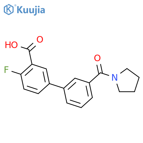 2-fluoro-5-[3-(pyrrolidine-1-carbonyl)phenyl]benzoic Acid structure