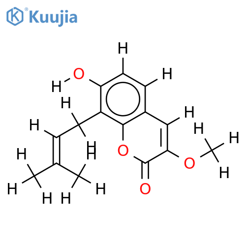 3-Me ether-3,7-Dihydroxy-8-(3-methyl-2-butenyl)-2H-1-benzopyran-2-one structure