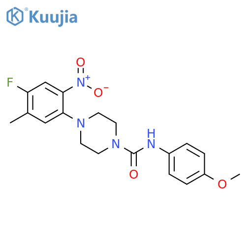4-(4-fluoro-5-methyl-2-nitrophenyl)-N-(4-methoxyphenyl)piperazine-1-carboxamide structure