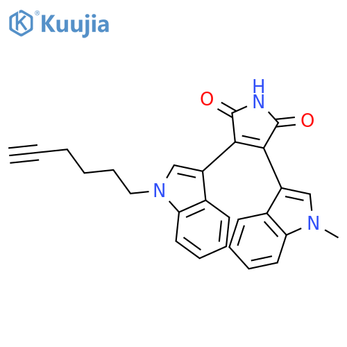 1H-Pyrrole-2,5-dione, 3-[1-(5-hexyn-1-yl)-1H-indol-3-yl]-4-(1-methyl-1H-indol-3-yl)- structure