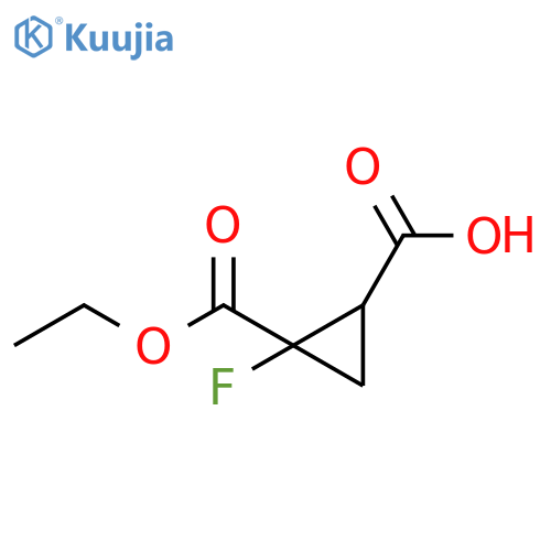 2-(ethoxycarbonyl)-2-fluorocyclopropane-1-carboxylic acid structure