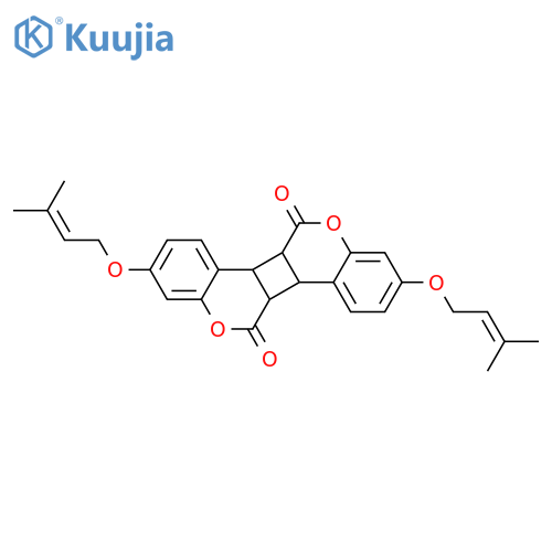 6a,6b,12a,12b-Tetrahydro-3,9-dihydroxy-cyclobuta[1,2-c:3.4-c']bis[1]benzopyran-6,12-dione; Bis(3-methyl-2-butenyl)ether structure