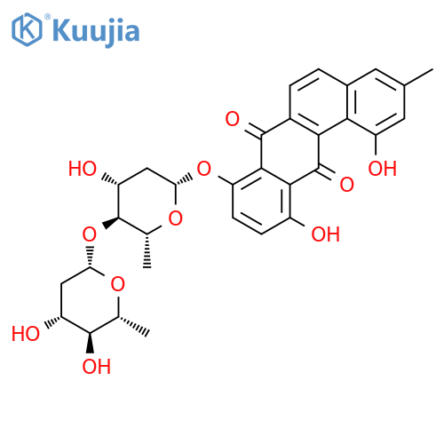 8-(beta-D-olivosyl-1,4-beta-D-olivosyl)-5,6-anhydrolandomycinone structure