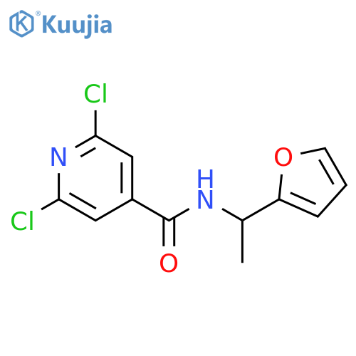 2,6-dichloro-N-1-(furan-2-yl)ethylpyridine-4-carboxamide structure