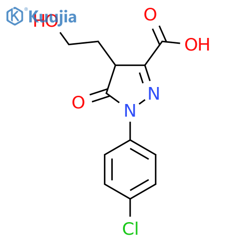 1-(4-chlorophenyl)-4-(2-hydroxyethyl)-5-oxo-4,5-dihydro-1H-pyrazole-3-carboxylic acid structure