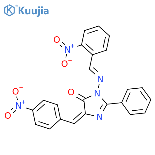 4H-Imidazol-4-one,3,5-dihydro-5-[(4-nitrophenyl)methylene]-3-[[(2-nitrophenyl)methylene]amino]-2-phenyl- structure