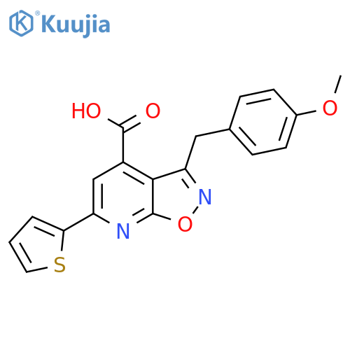 3-(4-Methoxybenzyl)-6-(thiophen-2-yl)isoxazolo[5,4-b]pyridine-4-carboxylicacid structure