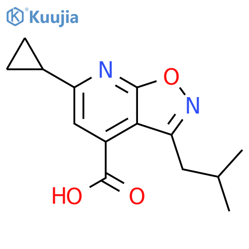 6-cyclopropyl-3-(2-methylpropyl)-[1,2]oxazolo[5,4-b]pyridine-4-carboxylic acid structure