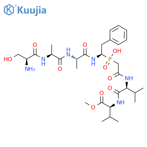 L-Valine,N-[N-[[hydroxy[2-phenyl-1-[[N-(N-L-seryl-L-alanyl)-L-alanyl]amino]ethyl]phosphinyl]acetyl]-L-valyl]-,methyl ester, (R)- (9CI) structure