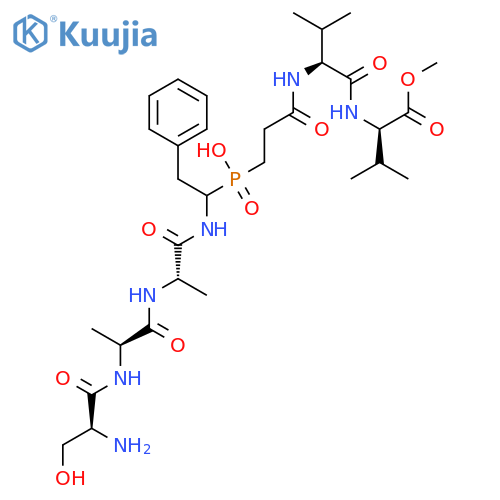 L-Valine,N-[N-[3-[hydroxy[2-phenyl-1-[[N-(N-L-seryl-L-alanyl)-L-alanyl]amino]ethyl]phosphinyl]-1-oxopropyl]-L-valyl]-,methyl ester, (R)- (9CI) structure