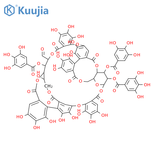 D-Glucose, cyclic 4&reg;2':6&reg;2-[(1S)-4-(6-carboxy-2,3,4-trihydroxyphenoxy)-4',5,5',6,6'-pentahydroxy[1,1'-biphenyl]-2,2'-dicarboxylate]3-(3,4,5-trihydroxybenzoate), cyclic diester with b-D-glucopyranose cyclic 4&reg;2:6&reg;2'-[(1S)-4-(6-carboxy-2,3,4-trihydroxyphenoxy)-4',5,5',6,6'-pentahydroxy[1,1'-biphenyl]-2,2'-dicarboxylate]2,3-bis(3,4,5-trihydroxybenzoate) (9CI) structure