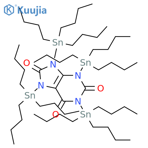 1H-Purine-2,6,8(3H)-trione, 7,9-dihydro-1,3,7,9-tetrakis(tributylstannyl)- structure