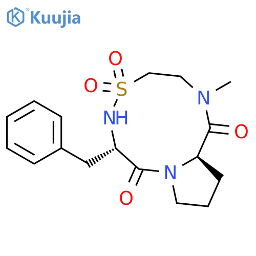 6H-Pyrrolo[1,2-e][1,2,5,8]thiatriazecine-1,8(2H,7H)-dione,hexahydro-2-methyl-7-(phenylmethyl)-, 5,5-dioxide, [7S-(7R*,12aS*)]- (9CI) structure