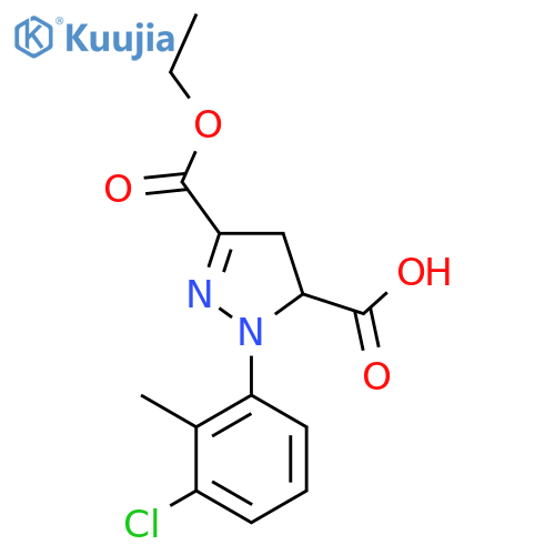 1-(3-Chloro-2-methylphenyl)-3-(ethoxycarbonyl)-4,5-dihydro-1H-pyrazole-5-carboxylic acid structure
