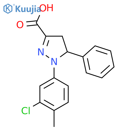 1-(3-Chloro-4-methylphenyl)-5-phenyl-4,5-dihydro-1H-pyrazole-3-carboxylic acid structure