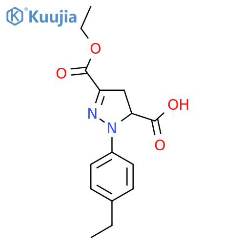 3-(Ethoxycarbonyl)-1-(4-ethylphenyl)-4,5-dihydro-1H-pyrazole-5-carboxylic acid structure