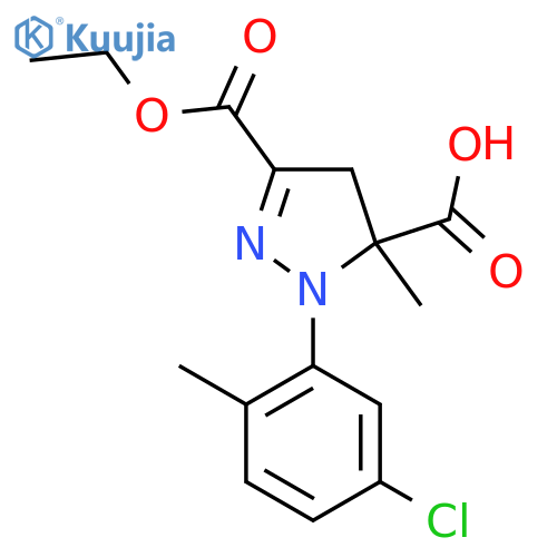 1-(5-Chloro-2-methylphenyl)-3-(ethoxycarbonyl)-5-methyl-4,5-dihydro-1H-pyrazole-5-carboxylic acid structure