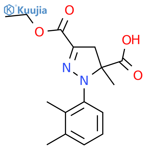 1-(2,3-Dimethylphenyl)-3-(ethoxycarbonyl)-5-methyl-4,5-dihydro-1H-pyrazole-5-carboxylic acid structure