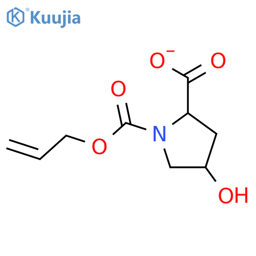 (2S,4R)-4-hydroxy-1-(prop-2-en-1-yloxy)carbonylpyrrolidine-2-carboxylic acid structure